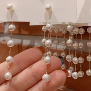 Earring péarla óir 18k do chailíní