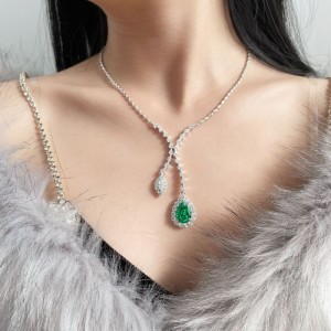 Nua S925 Airgead 10ct PA PA Gorm Muince Mermaid Mermaid Diamond Carbóin Ard Do Chailíní