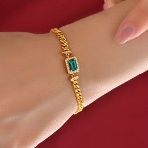2022 Emerald Emeraldnua 1ctnua 5*7 Bracelet Chúba Eorpach agus jewelry retro Mheiriceá