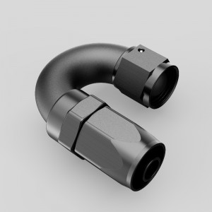 Alúmanam 180 céim Píosa amháin Píosa Sreabh Iomlán Swivel Hose Deireadh An4 An6 An8 An10 Feistis An12 Feistis