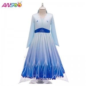 Díolachán te AnsOO Elsa Anna Cosplay éadaí 3pcs a Set Girls Movie Gúna banphrionsa do chailíní 2-13 bliana d’aois