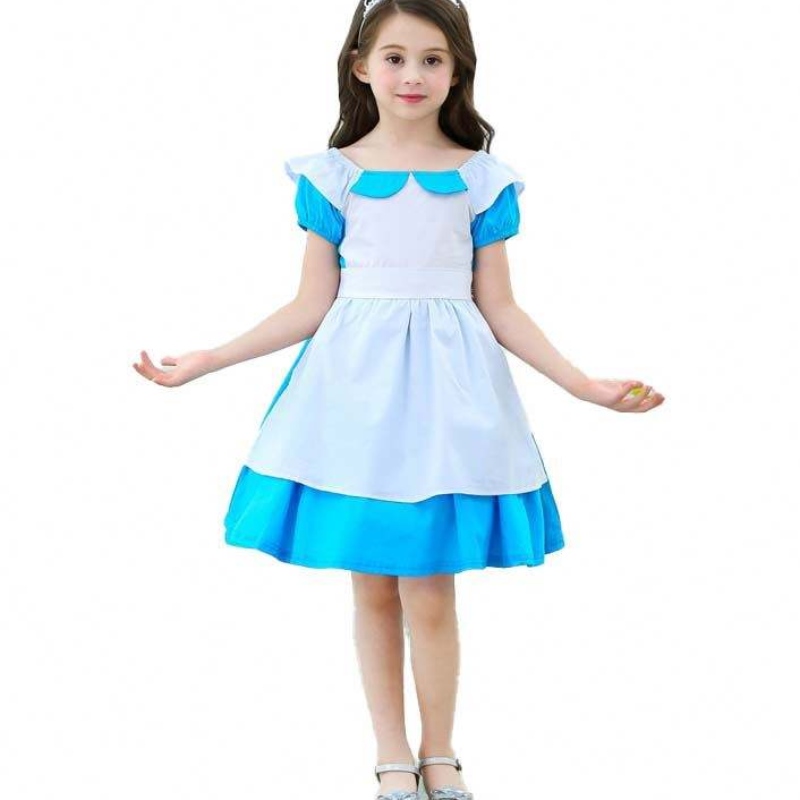 Kids Costumes Éadaí Sneachta Bán Alice Naíonán 100% Cotton 2-6 bliana Cailín Strap Gúna páistí cailíní Gúnaí Banphrionsa DGHC-029