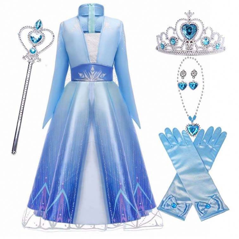 Kids Girls Oíche Shamhna Cosplay Cosplay 110-150cm Banphrionsa Gúna Up Elsa Gúna Banphrionsa HCGD-011