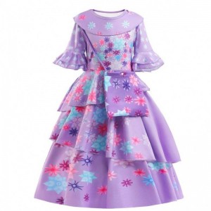 2022 CÚRAM NUA KIDS ENCANTO Éadaí Encanto Isabella Cosplay Flower Clóbhuailte Caitheamh Caitheamh Laethúil Do Chailín Le Mála