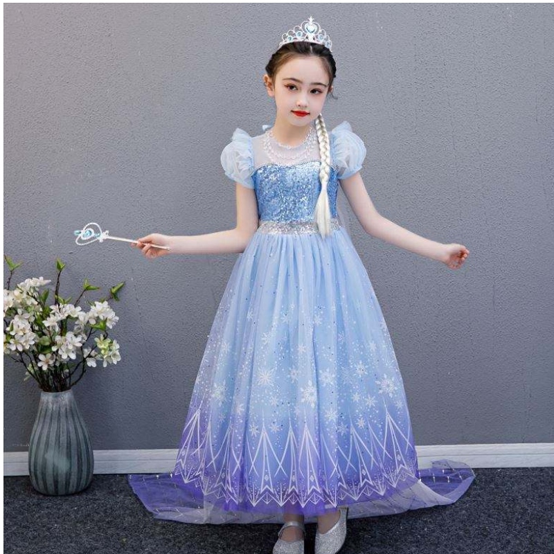 Baige Ardchaighdeán ELSA 2 PHRINNED KIDS PHONPENT Páirtí Cartúin Cosplay Cosplay Gúna cailín leanbh