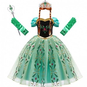 Gúna Anna do Chailín Cosplay Snow Banríon Banphrionsa Éadaí Páistí Éadaí Oíche Shamhna Éadaí Oíche Shamhna Leanaí Breithlá Gúna Fancy Carnival agus Wig