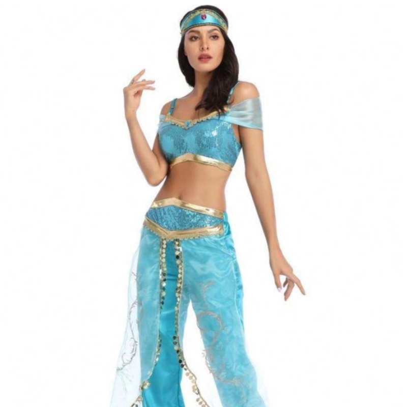 Hulgimüük Seksikas jasmiini aladdin püksid naiste kostüüm Printsess Kosüüm Täiskasvanud Araabia Kõhutantsija Kosüüm printsess jasmiini cosplay