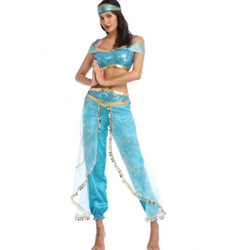 Hulgimüük Seksikas jasmiini aladdin püksid naiste kostüüm Printsess Kosüüm Täiskasvanud Araabia Kõhutantsija Kosüüm printsess jasmiini cosplay
