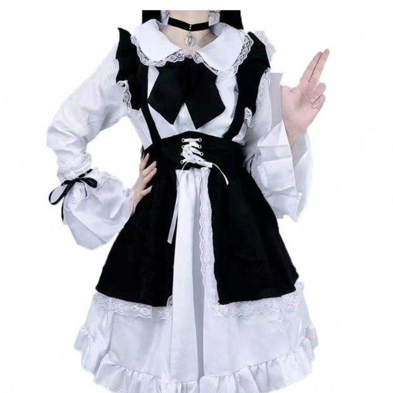 Mná Maid Outfit Gúna Anime Gúna Apron Dubh agus Bán Gúnaí Lolita Lolita Men Cafe Éadaí Cosplay Complay