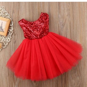 Díolacháin Hot Leanaí Éadaí Sciorta Banphrionsa Puffy Sequins Sequins Baby Flower Girl Gúna Tutu Backless