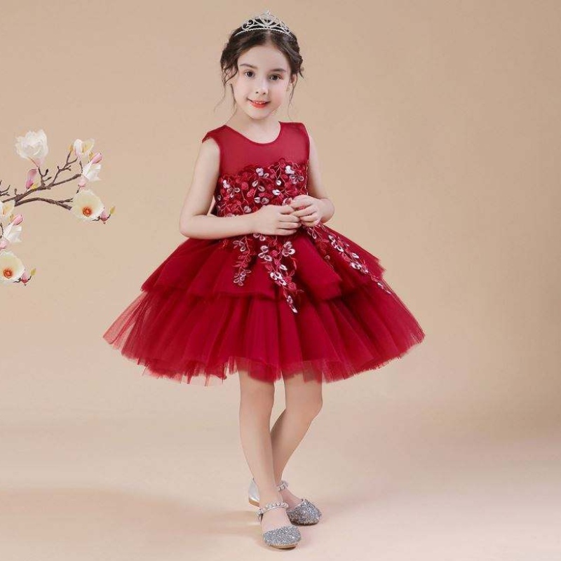 Baige sleeveless císte applique bláth gúna chic gúnaí leanbh gúnaí cailíní éadaí