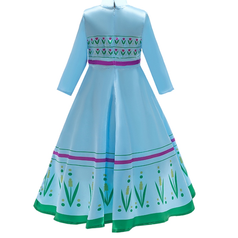 Éadaí Leanaí Costumes Oíche Shamhna Cailíní Kid Anna Banphrionsa Gúna Glas Gorm do Chailíní