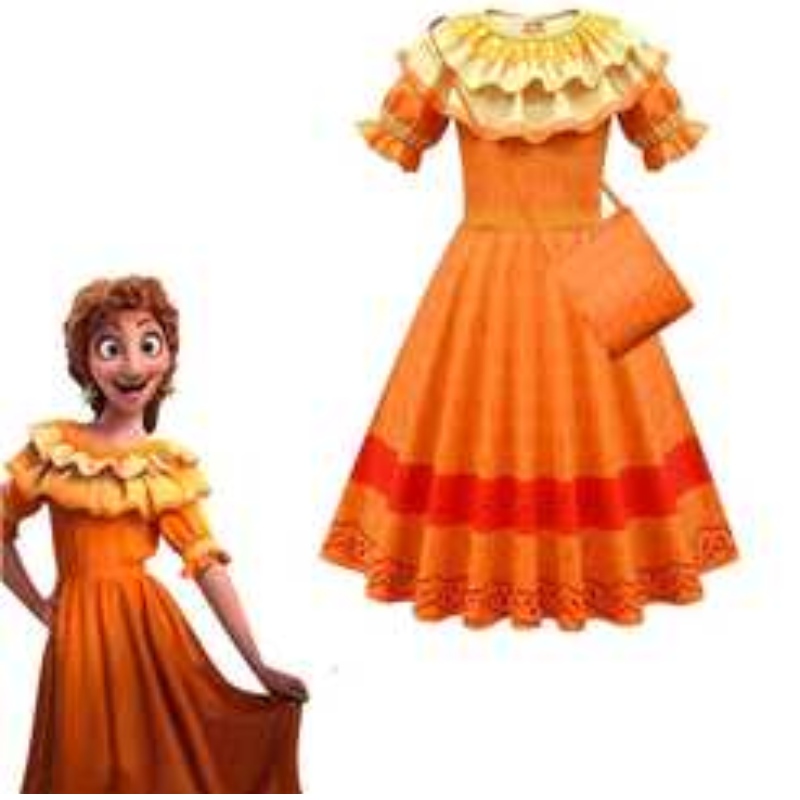 2022 Amazon Díolachán Hot Mórdhíola Kids New Style Kids Cartoon is Fearr Encanto Cosplay Costumes Cailíní Gúna Banphrionsa Gúna agus Mála