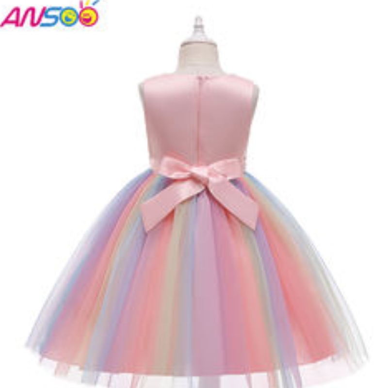 Ansoo Amazon Sleeveless Sleeveless Beautiful Beautiful Kids Gúna Ball Leanaí Leanaí Éadaí Cailín Bláthanna Corcra Skirt Ruffle Skirt