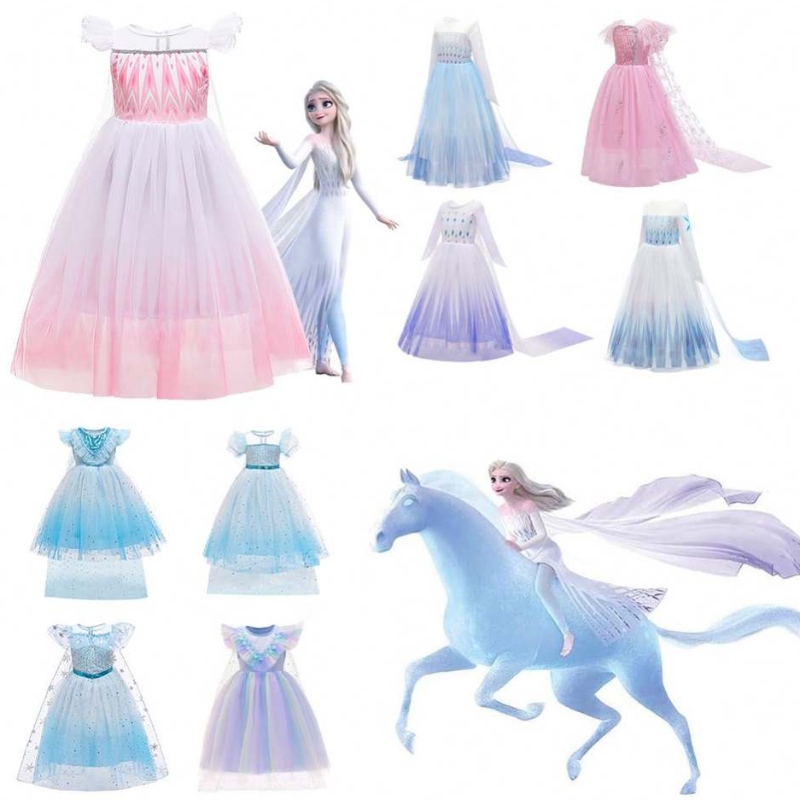 Praghas Saor Banphrionsa Anna Banphrionsa Elsa Snow Queen Girl Grew Party Kids Kids Oíche Shamhna Cosplay BX1693 NBX1697