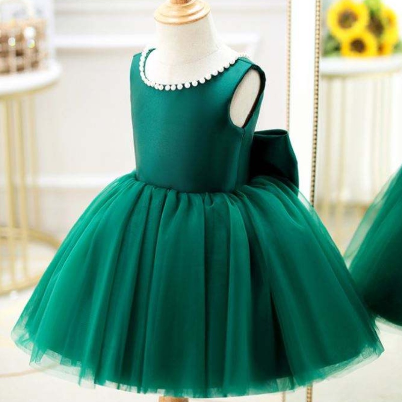 Baige Green Backless Party Party Kids Kids First Communion110; GOWN Banphrionsa Bainise Ball Gúna DZ007