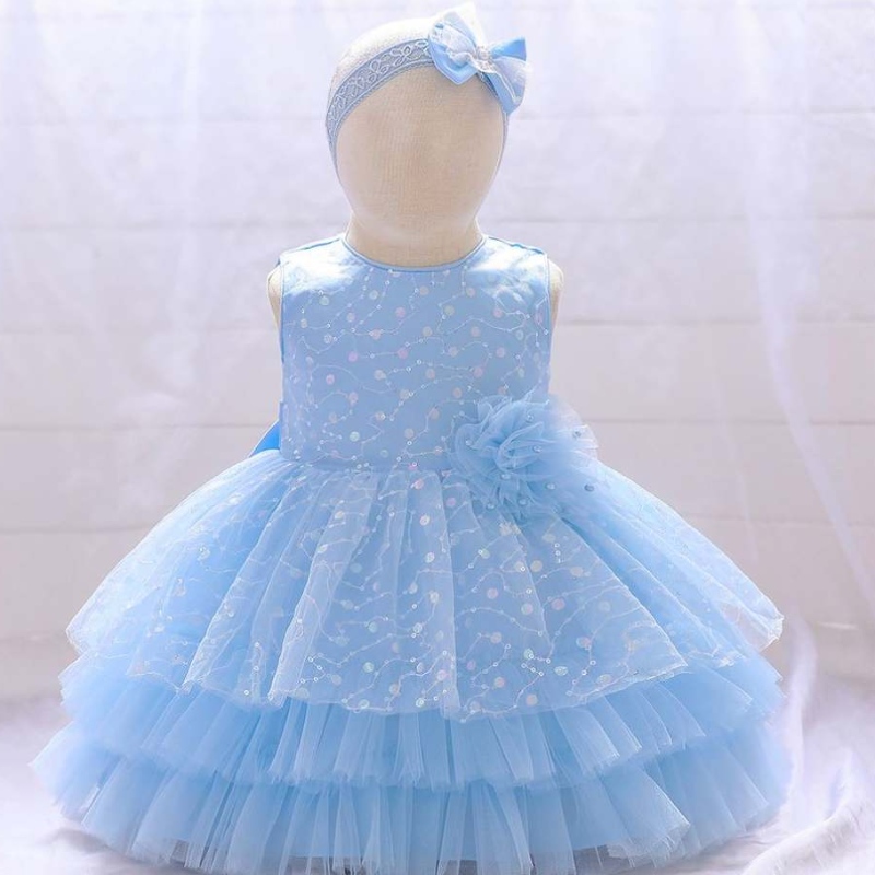 Baige Baige New Born Baby Girl Pretty Flower Girl First Breithlá Gúna páistí páistí Gúnaí Tutu Banphrionsa Le Band Hairband Saor in Aisce