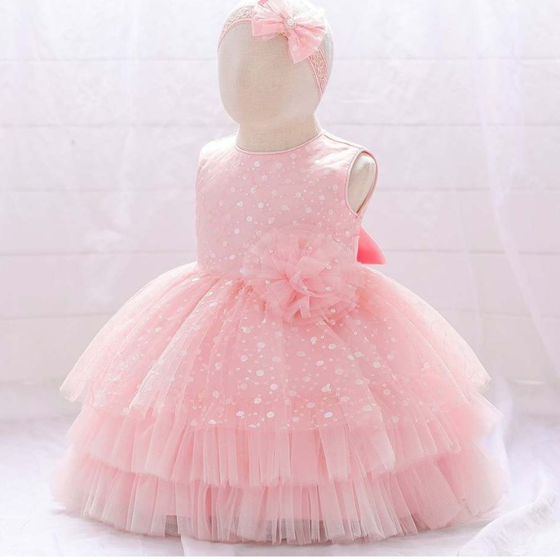 Baige Baige New Born Baby Girl Pretty Flower Girl First Breithlá Gúna páistí páistí Gúnaí Tutu Banphrionsa Le Band Hairband Saor in Aisce