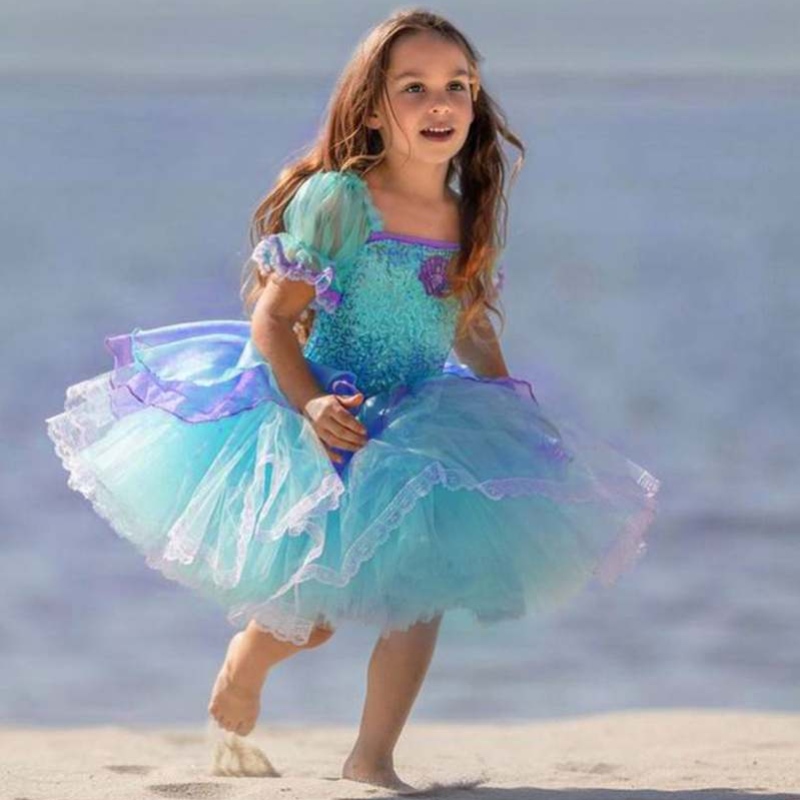 Baigelittle Mermaid Ariel Banphrionsa Gúna Feisteas Oíche Shamhna Gléasadh Suas Cailíní Cosplay Kids Gúna Ball