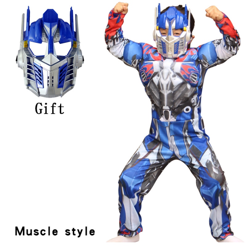 Buachaillí Optimus Robot Muscle Prime Fancy Gúna Up American Boy Superhero Superhero Cosplay Cosplay Oíche Shamhna Éadaí Leanaí