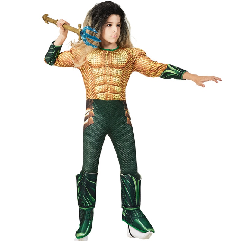 Kids Comic Superhero Aquaman Muscle Gúna suas Oíche Shamhna Gúna Fancy Suas Cosplay Cosplay don Pháiste