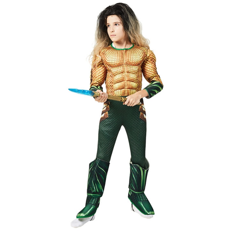 Kids Comic Superhero Aquaman Muscle Gúna suas Oíche Shamhna Gúna Fancy Suas Cosplay Cosplay don Pháiste