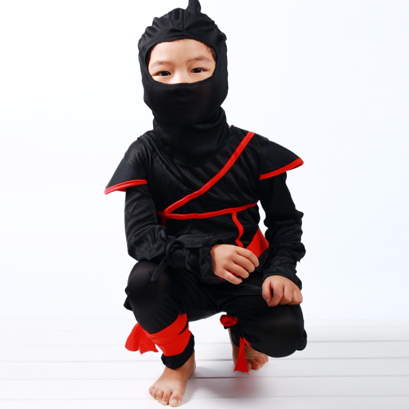 Leanaí Masked Warrior Buachaillí Oíche Shamhna Cailíní Éadaí Suas Éadaí Ninja do Kids Ninja Cosplay Jumpsuits Set