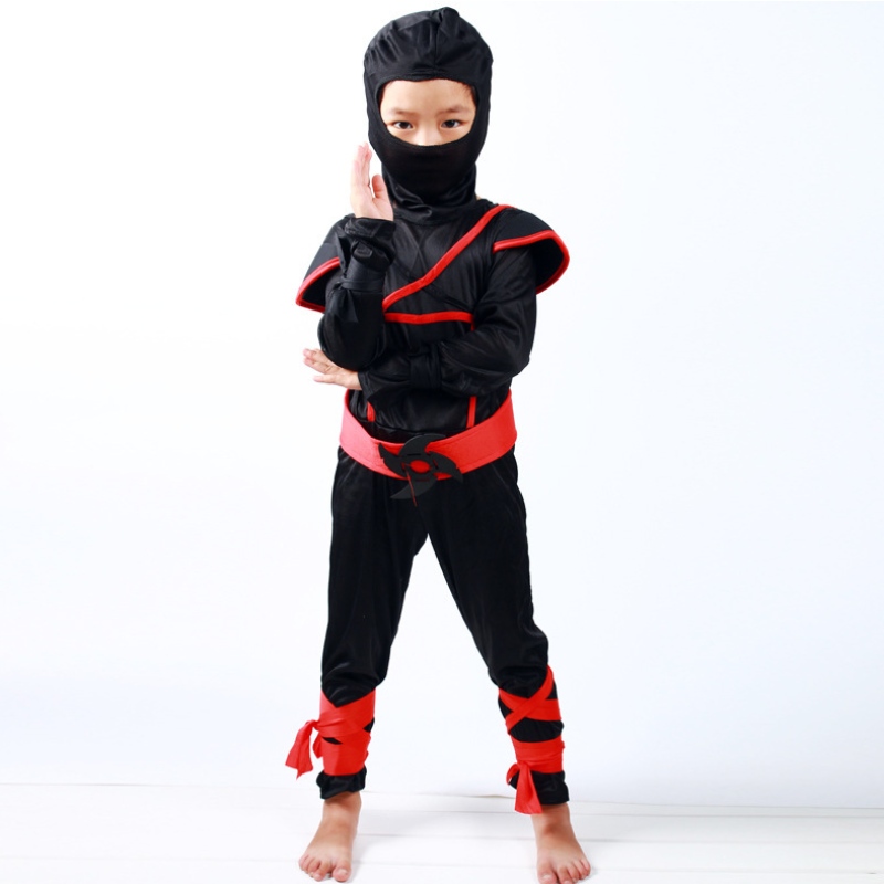 Leanaí Masked Warrior Buachaillí Oíche Shamhna Cailíní Éadaí Suas Éadaí Ninja do Kids Ninja Cosplay Jumpsuits Set