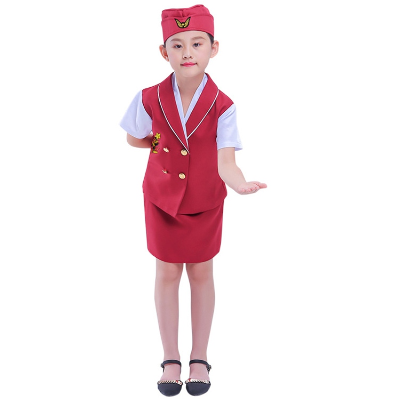 Éadaí Stewardess Leanaí Kindergarten Cosplay Ról Ról Imeartha Éadaí Gairmiúla Éadaí Gairmiúla Oíche Shamhna