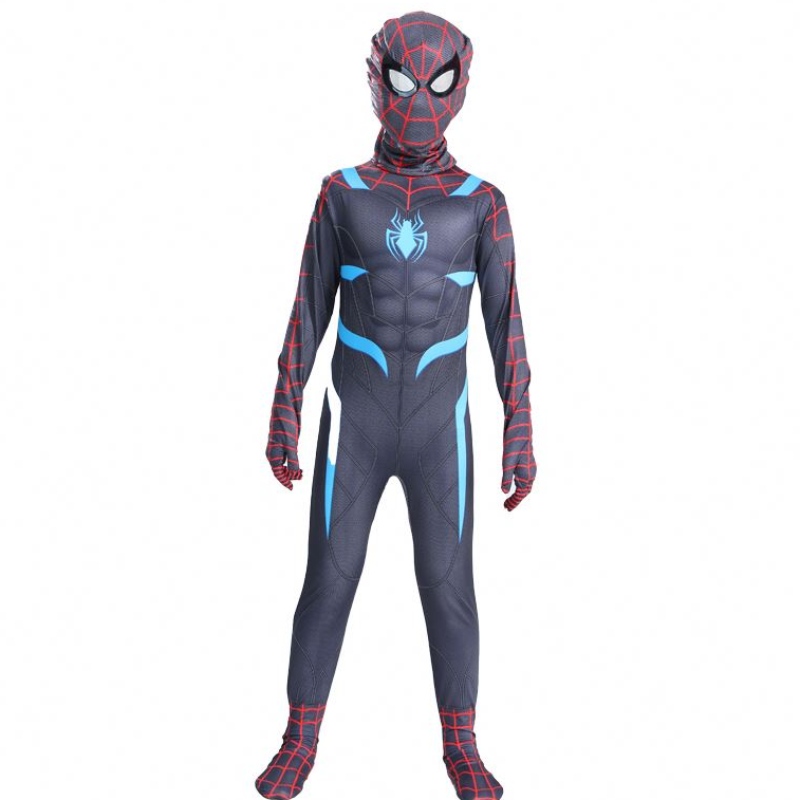 Cluiche Scannán Teilifíse Nua Muscle Cluiche Tuismitheoir-Children Boys Kid Amazing Black Red Superhero Jumpsuit Oíche Shamhna Cosplay Cosplay Spiderman éadaí Spiderman