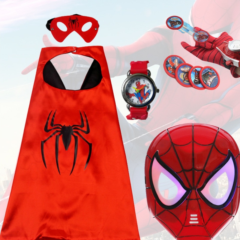 Spiderman Mask Leanaí Oíche Shamhna Rinn Cartoon Anime Toy Toy Launcher Sraith Watch Watch