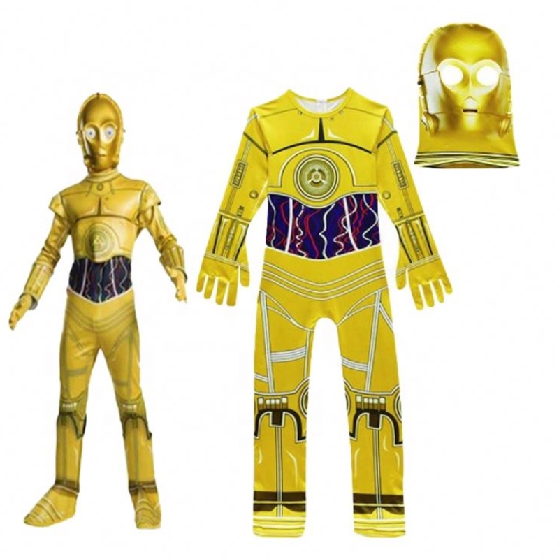 Scannán Mórdhíola Outfits Nfilm Suit do Pháirtí Breithlá Oíche Shamhna Cosplay Wars Comharthaí Jumpsuit C-3PO éadaí robot le masc dona páistí