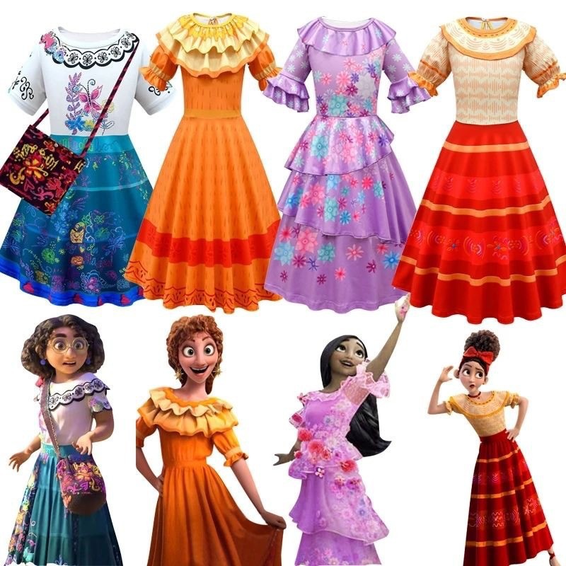 2022 Banphrionsa Encanto Mirabel Gúna Éadaí Páirtí Cosplay Breithlá Cosplay Fancy Fancy Gúna Encanto do Pháistí