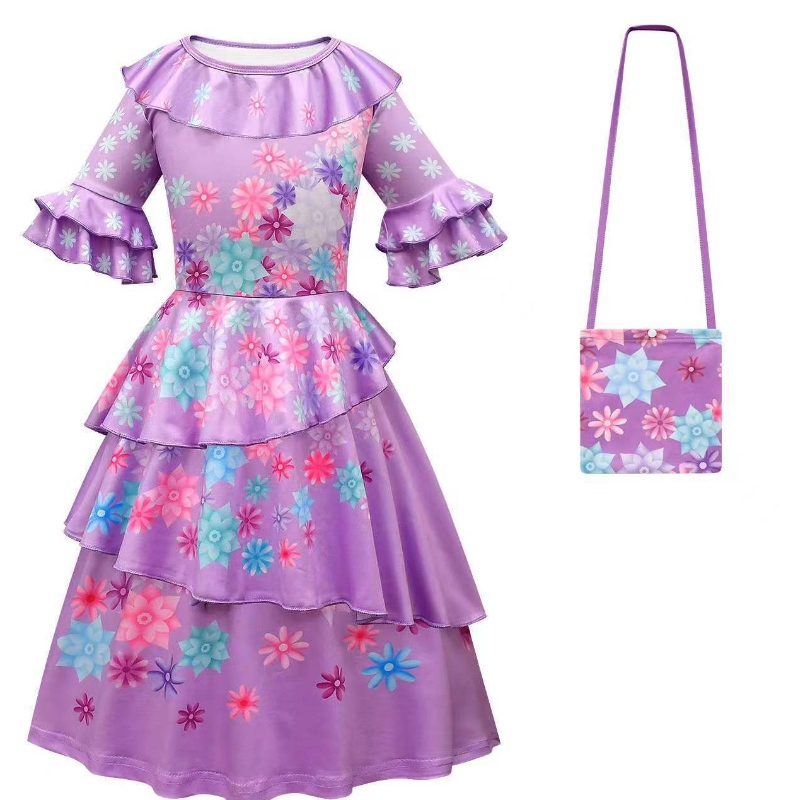 2022 Banphrionsa Encanto Mirabel Gúna Éadaí Páirtí Cosplay Breithlá Cosplay Fancy Fancy Gúna Encanto do Pháistí