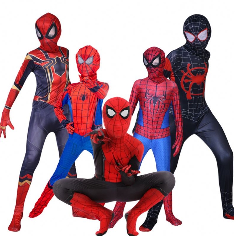 Spider Man Spiderman éadaí Spiderman Fancy Jumpsuit Aosach agus Leanaí Éadaí Cosplay Oíche Shamhna Spandex Dubh Dearg 3D Éadaí Cosplay