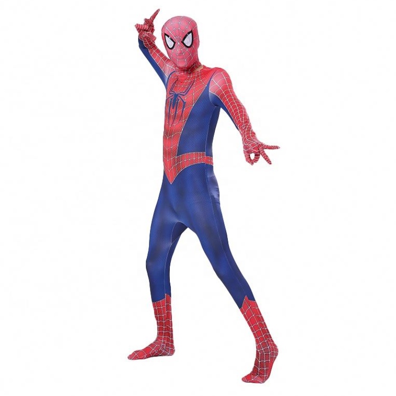 Socraíonn Zipper Teilifís Oíche Shamhna Nmovie Superhero Jumpsuit Feidhmíocht Caith Éadaí Spider-Man le Ceannbhearta