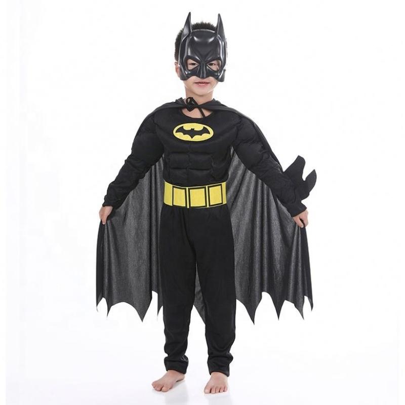 Oíche Shamhna Masquerade Black Black Muscle Kids Costumes Superhero Costumes an Fear Bat le Cloak Mask