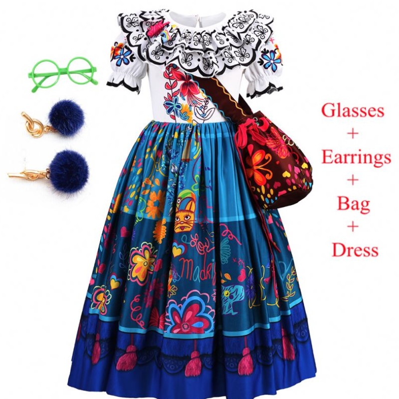 Baige Kids Mirabel Scannán Madrigal Éadaí Oíche Shamhna Cosplay Cosplay Cosplay Cailíní Cóisir Banphrionsa Encanto Gúnaí