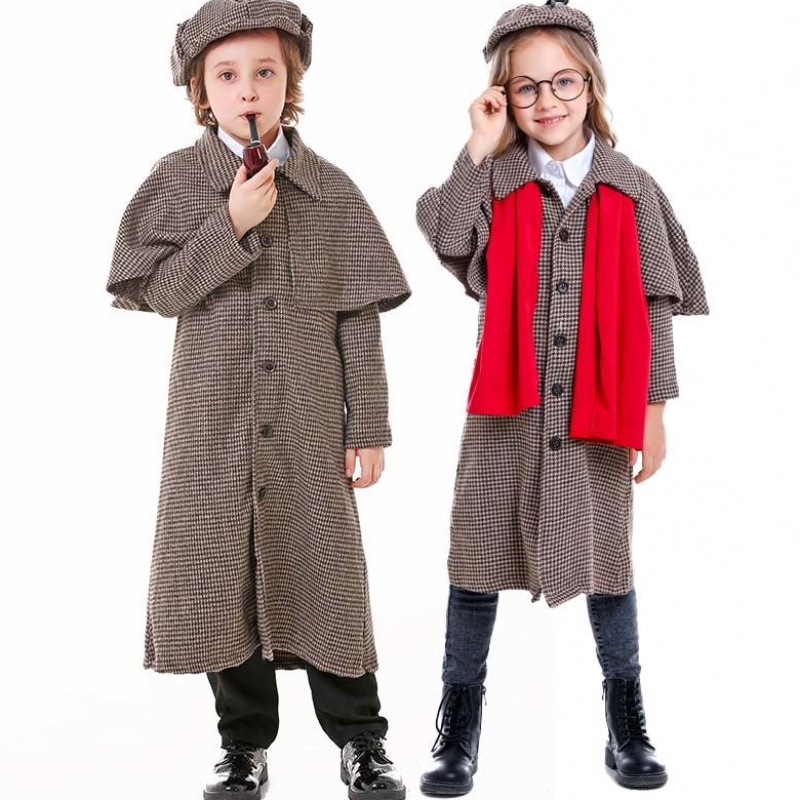 Bleachtaire Buachaill Cailín Sherlock Holmes Ról Imeartha Sherlock Holmes éadaí do ChildHCBC-012
