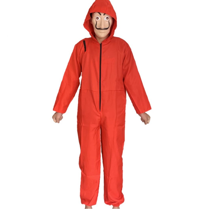 Éadaí Dali Deargníos saoire le masc coverall hoodie jumpsuit airgead heist éadaí cosplay Oíche Shamhna