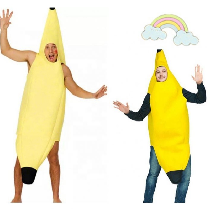 Bunú cosplay ag tarraingt siar éadaí banana Deluxe Deluxe do pháirtí gléasta Oíche Shamhna agus éadaí banananeamhghnách