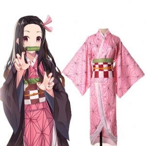 Páistí fásta anime demon slayer kimetsuno yaiba tanjirou kamadonezuko zenitsu shinobu cosplay cosplay mná kimono cosplay wig