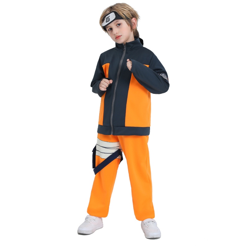 Réidh le Stoc Longin Seolta go tapa Kid Kid Boys Oíche Shamhna Anime Uzumaki Cosplay Cosplay Zipper Suas Jackets Pants Set Iomlán Socraigh Socraigh