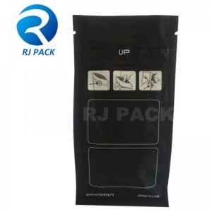 Pouch bun cothrom atá frithsheasmhach in aghaidh an linbh le fuinneog