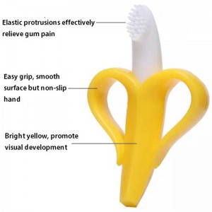 Banana teether silicone silicone bruscar fiacla leanbh mionachta fiacla scuab fiacla traenála fiacla agus bréagán teether
