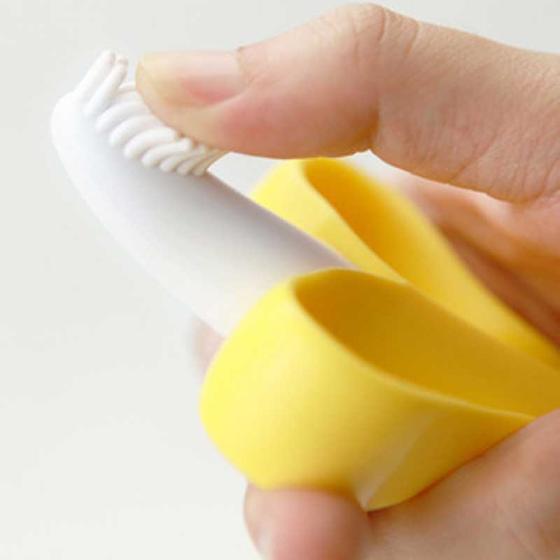 Banana teether silicone silicone bruscar fiacla leanbh mionachta fiacla scuab fiacla traenála fiacla agus bréagán teether