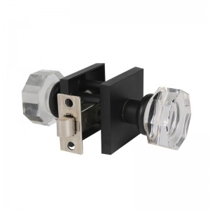 S2603 Gloine Gloine Gloine Knobs Doras Intí, cruth Octagon Knobs Doras Príobháideachta do Sheomra Leapa, Black Matte Black