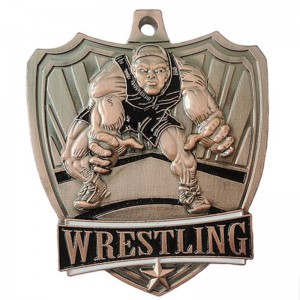 Bonn Bonn Plátáilte Silver Antique 3D Wrestling Bonn Pendant Medallion Saincheaptha
