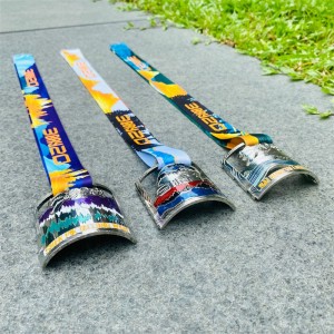 Custom gearrtha amach miotail miotail spórt saor enamel bonn cruan 3D Gradam Miotal Óir Bonn Priontála UV