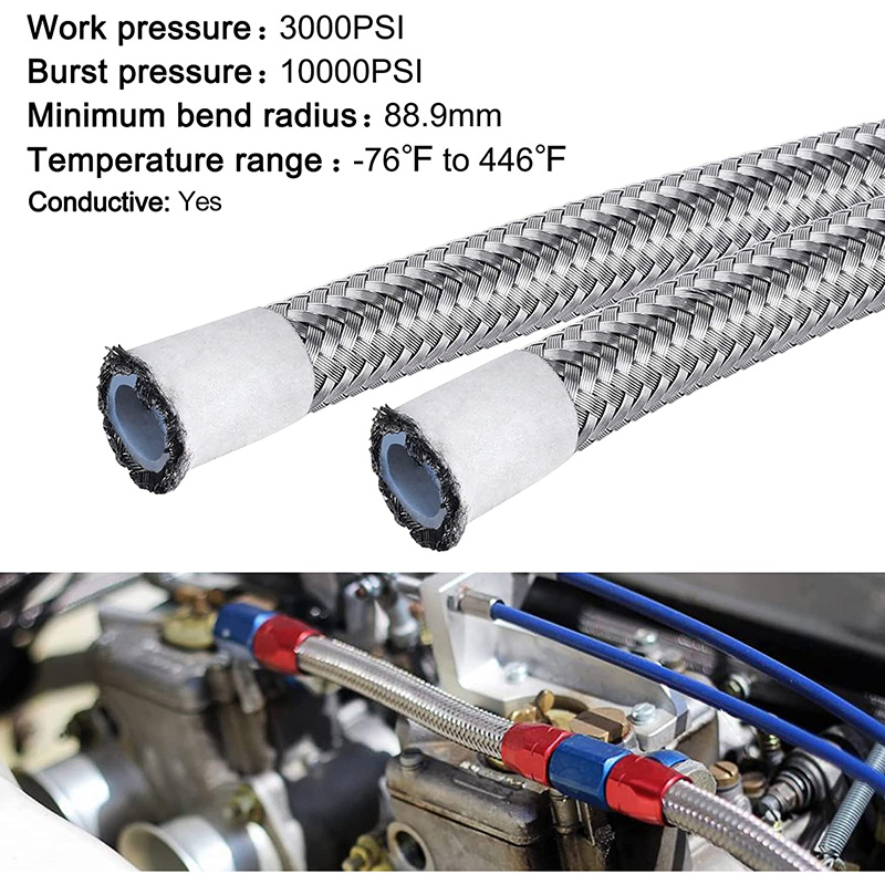 PTFE E85 LÍNE BREEL HOSE Cruach dhosmálta Braided